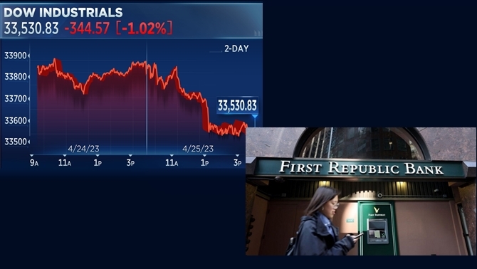 US Stock Market drops due to recession and crisis in financial institutions – FRB faces customer deposit withdrawal parade